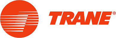 Trane logo featuring a red globe with white stripes and the word Trane in bold red text.