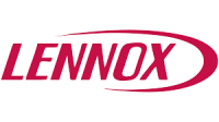 Lennox logo in bold red font with a stylized arc design.